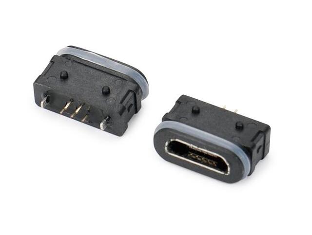 0273-MICRO USB-BF 180°直插防水 脚长3.4
