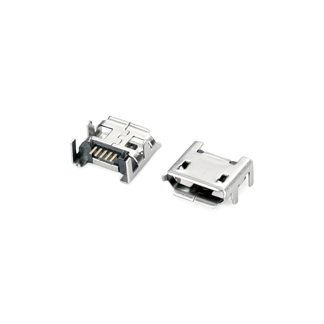 0190-MICRO USB 7.2四脚全插有柱脚长0.8针加长0.75卷边