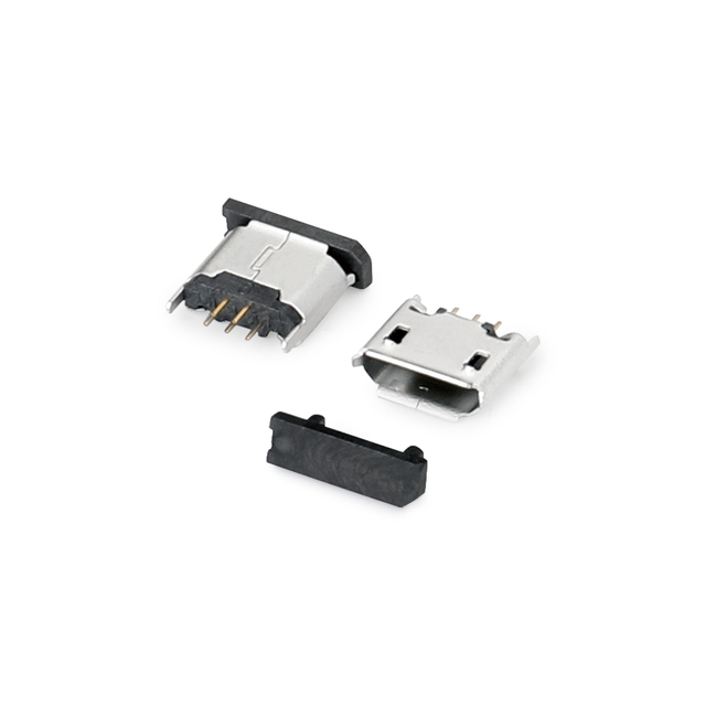 0234-MICRO USB 5P 180直插垫高1.3卷边带防尘盖